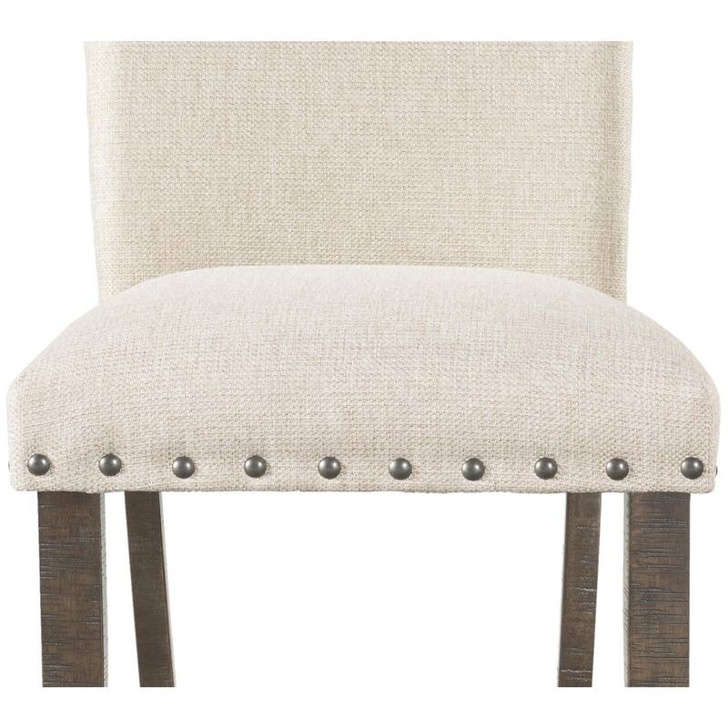 Upholstered Side Chairs Set of 2 - Modern Dining Chairs, Living Room Accent Chairs, Cream Linen Fabric - 40