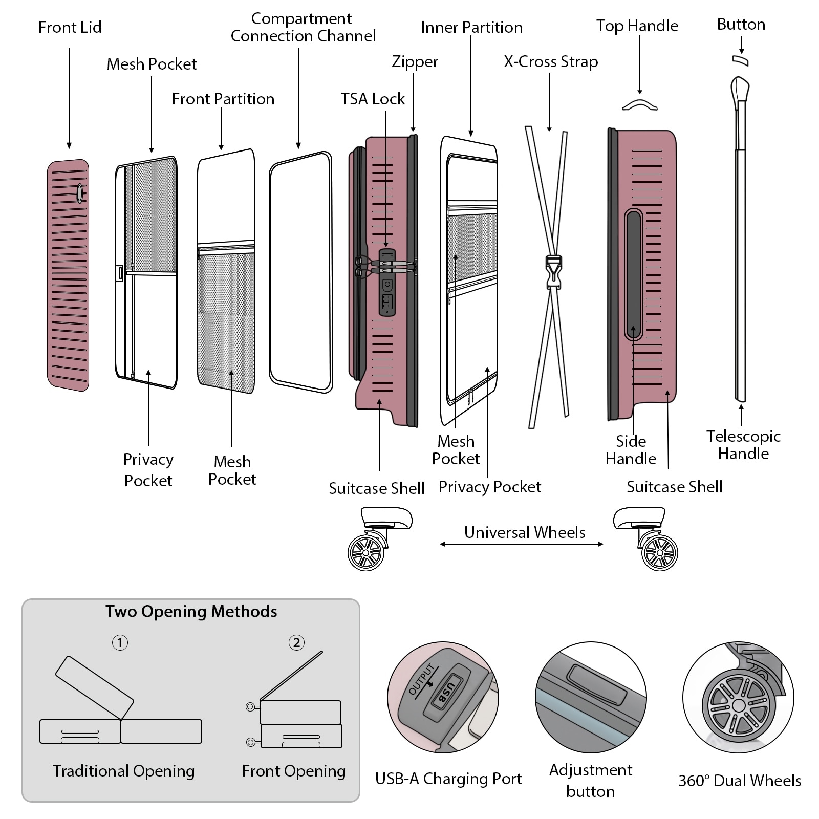 Carry-on Luggage 20 Inch Front Open Luggage Lightweight-image