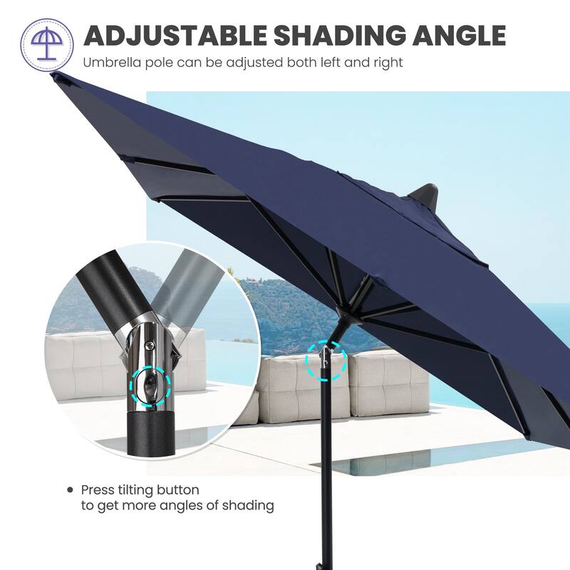 9 x 5 FT Patio Outdoor Rectangular Market Umbrella with Square Base Stand