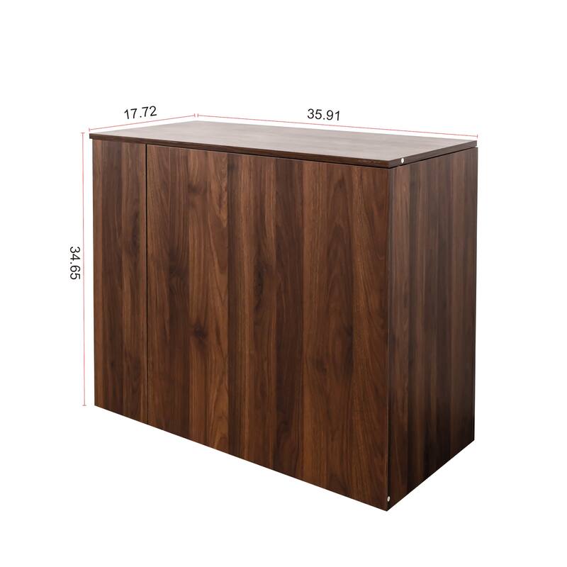 Anmytek Expandable Storage Cabinet Desk Combo 2 in 1 Small Space Workstation Walnut