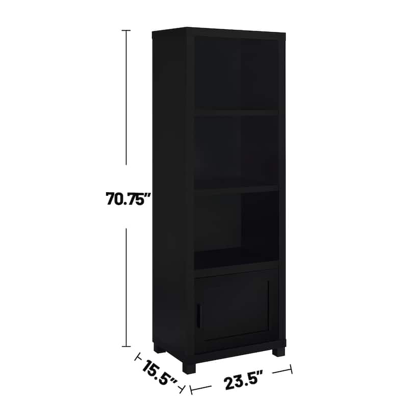 3 Piece Wooden Entertainment Center with Storage in Black