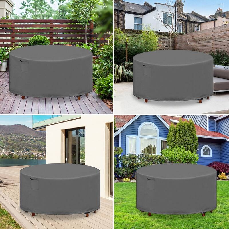 Heavy Duty Outdoor Furniture Cover Waterproof for Patio Round Table Chairs Set,Gray