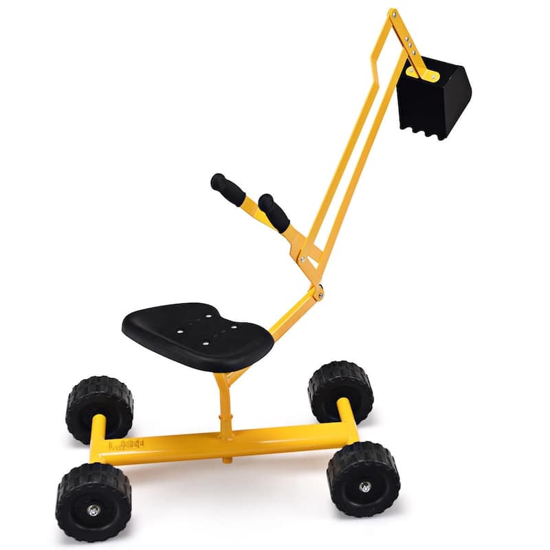 Children’s Outdoor Ride-On Excavator Toy with 360 Degree Swivel Seat and All-Terrain Wheels - 34.6" x 13" x 17.2"
