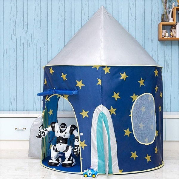 USA Toyz Rocket Ship Pop Up Kids Tent - Space-Themed Indoor Playhouse