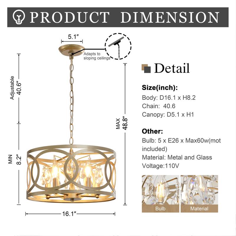 Aurelia 5-light Metal Cage Drum Pendant Chandelier