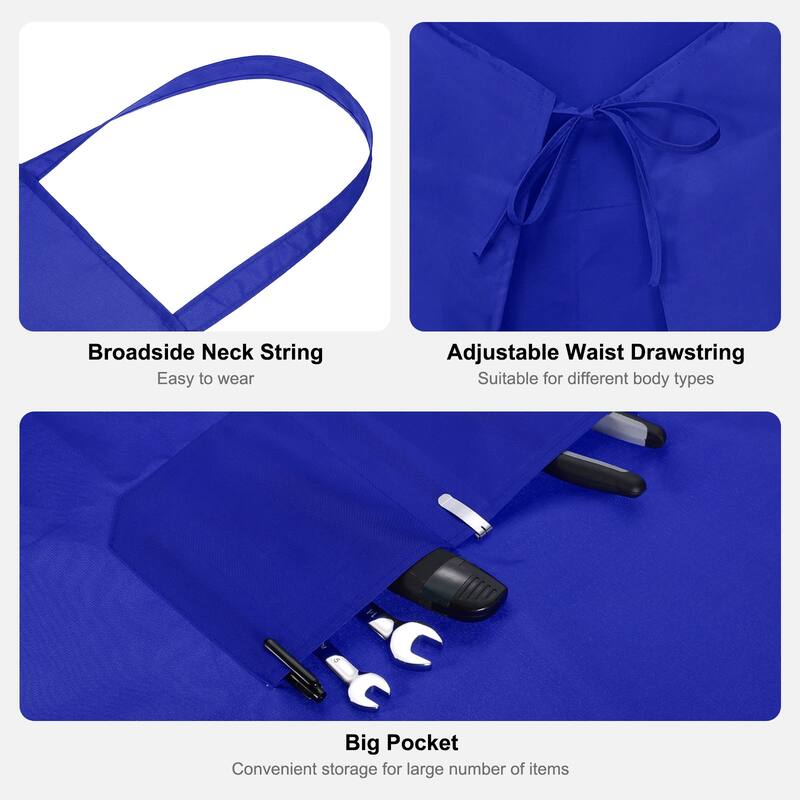 4pcs Bib Apron 70x60cm Unisex Restaurant Kitchen Cooking Aprons - 27.56" x 23.62"