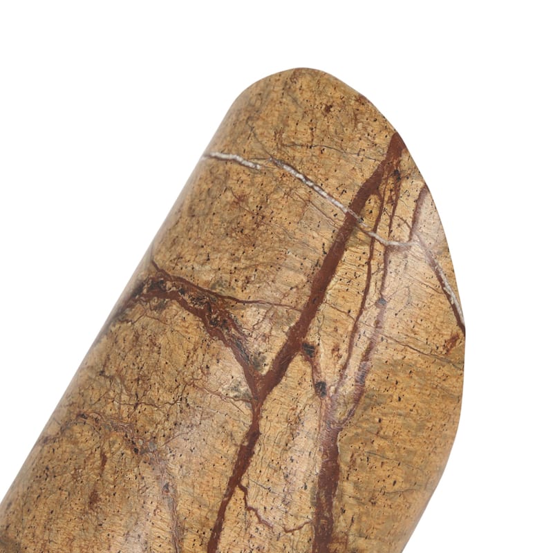 HomeRoots Set of Two Brown Marble Geometric Decorative Bookends - 10.23 in. x 4.75 in. x 3.15 in.