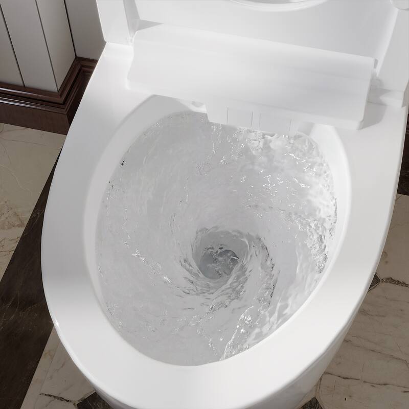 Smart One-Piece Toilet with Built-in Bidet, Heated Seat, Auto Open Lid, UV-C Sterilization, Remote Control, White