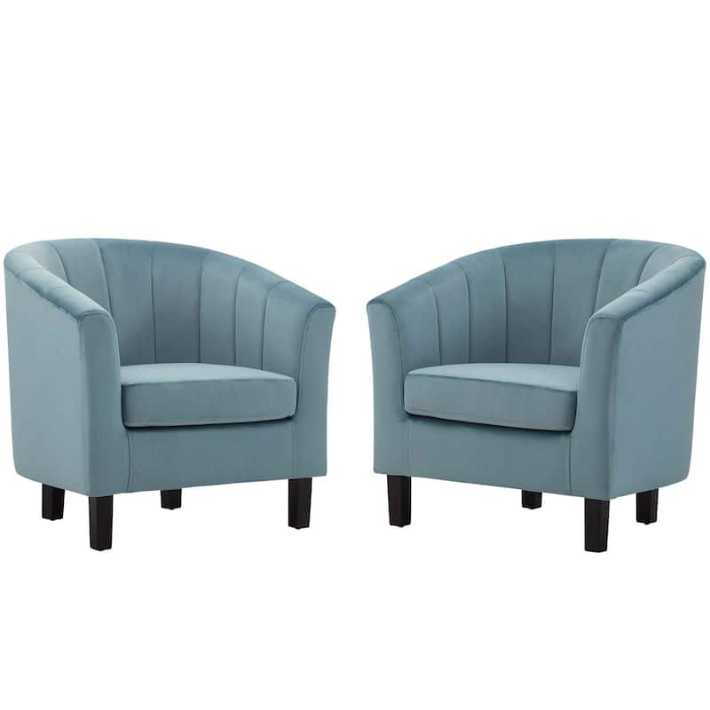 Silver Orchid Streitmann Channel Tufted Velvet Armchair (Set of 2)