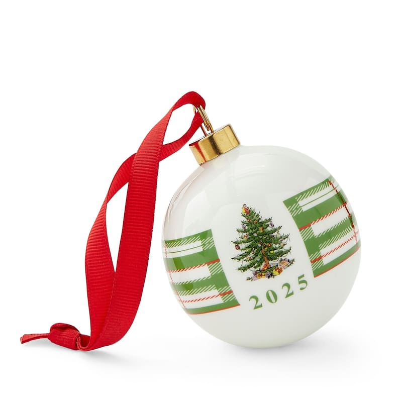 Spode Tree Annual Bauble 2025 - Green/White/Red