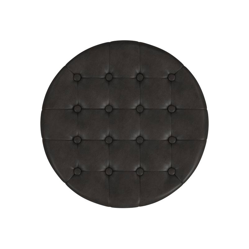 Carson Carrington Hare Button-tufted Round Storage Ottoman