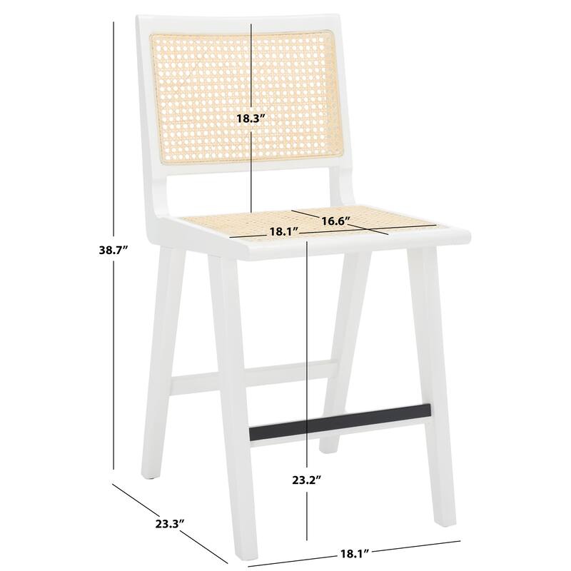 SAFAVIEH Couture Melike French Cane 23-inch Counter Stool - 18 In. W x 23 In. D x 39 In. H - 18Wx23Dx39H