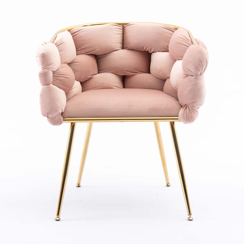 Simple Leisure Velvet Accent Chair Dresser Stool Set of 2, with Gold Metal Foot