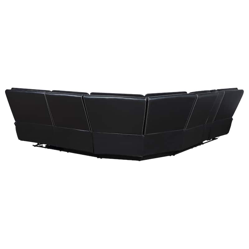 Hewitt Leather Upholstered Power Reclining Sectional Black - 118.5"W x 106.25"D x 40.25"H