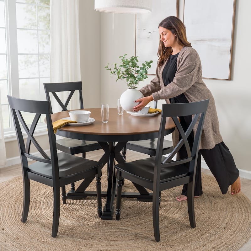 Bush Furniture West End 45W Dining Table with 4 Cross Back Chairs