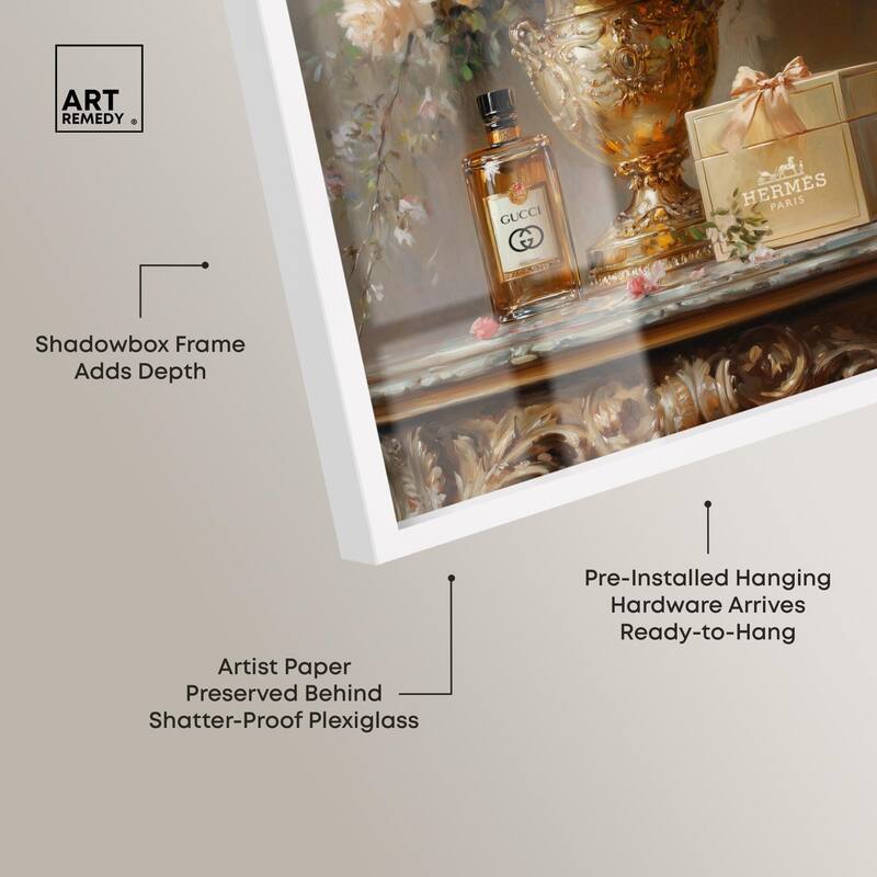 Classical Vase Tans and Floral Shadowbox by Art Remedy