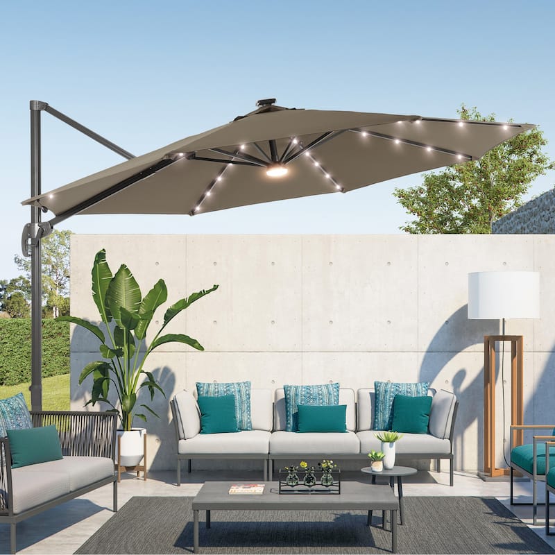 BONOSUKI 11FT LED Cantilever Patio Umbrella Angle Adjustment