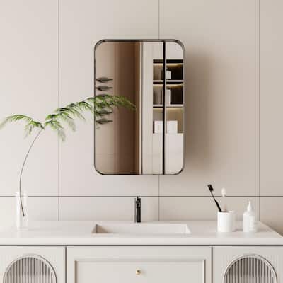 Mirror Wall Cabinet with Adjustable Shelves, Bathroom Storage Decorative Cabinet, Recessed Metal Framed Medicine Cabinet