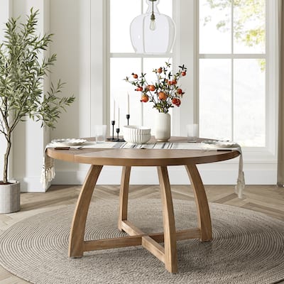 Bryan Mid-century Modern 54" Solid Wood Round Dining Table by HULALA HOME