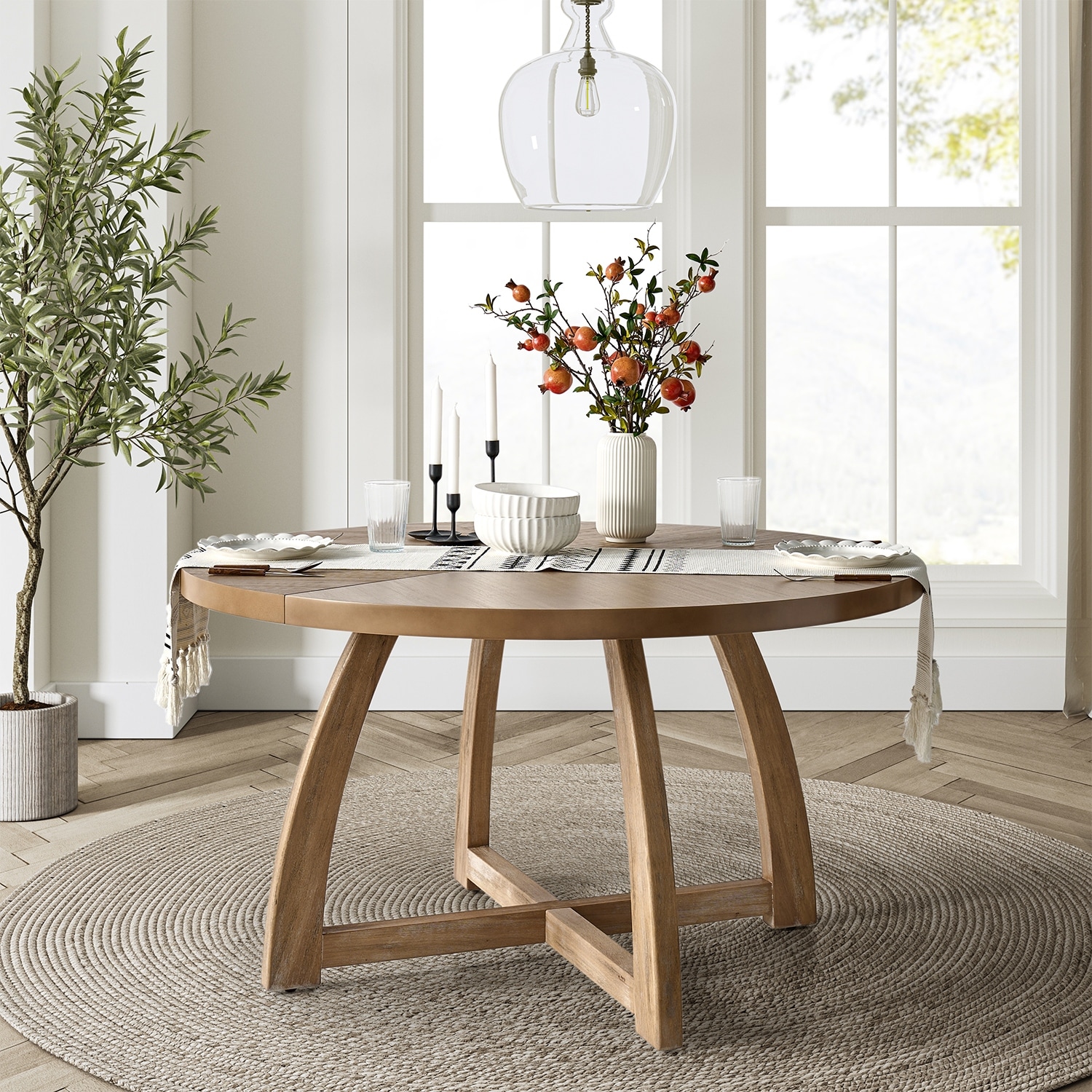 HULALA HOME Bryan Mid-century Modern 54" Solid Wood Round Dining Table