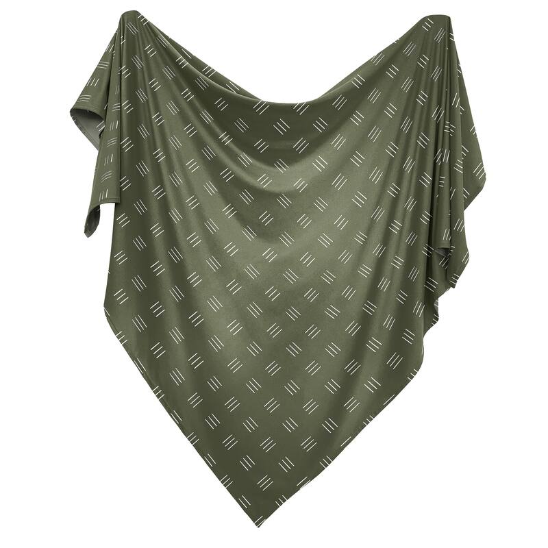 Hunter Green Boho Mudcloth Boy Girl Baby Swaddle Receiving Blanket White Bohemian Woodland Tribal Hatch Gender Neutral Safari