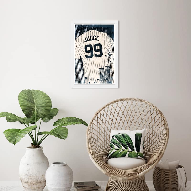 Wynwood Studio Prints 'Navy Baseball Jersey' Blue Wall Art