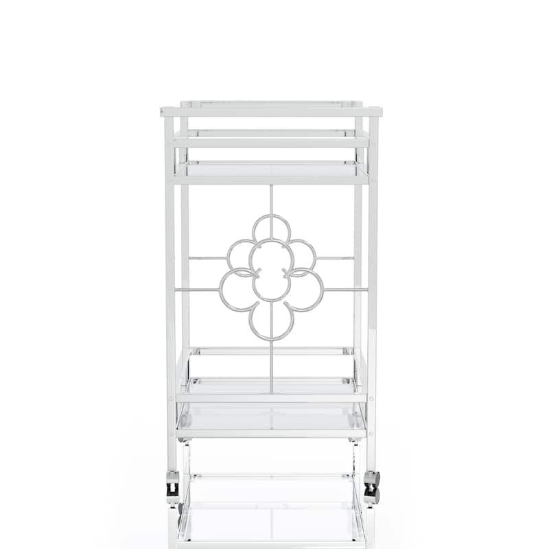 Foroka Contemporary Chrome 2-Shelf Serving Cart with Casters by Furniture of America