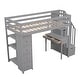 preview thumbnail 3 of 17, Multifunctional Design Loft Bed with Desk, Storage Stairs and Shelves, Efficient space, Twin Size, Grey