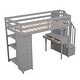 preview thumbnail 3 of 17, Twin size Loft Bed with Desk, Storage Drawers and Stairs, Grey