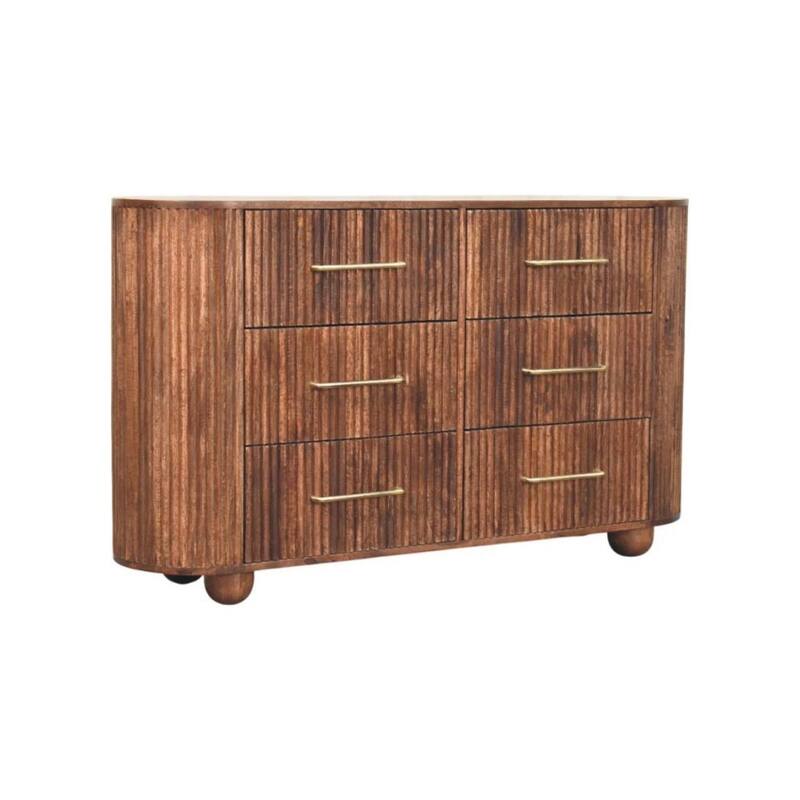 Artisan Furniture Solid Wood Ridge front Chest – Roasted Almond With 6-Drawers