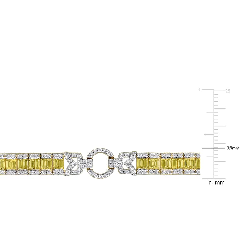 Miadora 14k Gold Diamond and Sapphire Tennis Bracelet 7.25"