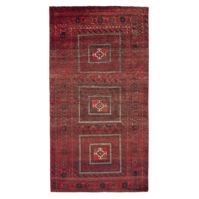 ECARPETGALLERY Hand-knotted Baluch Red Wool Rug - 3'5 x 6'7