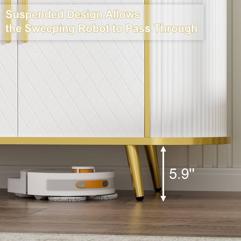 Meyreso 43" Luxury Fluted Sideboard Buffet Cabinet with 2 Drawers