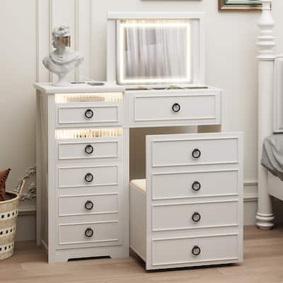 Makeup Vanity With Led Light and Hidden Storage