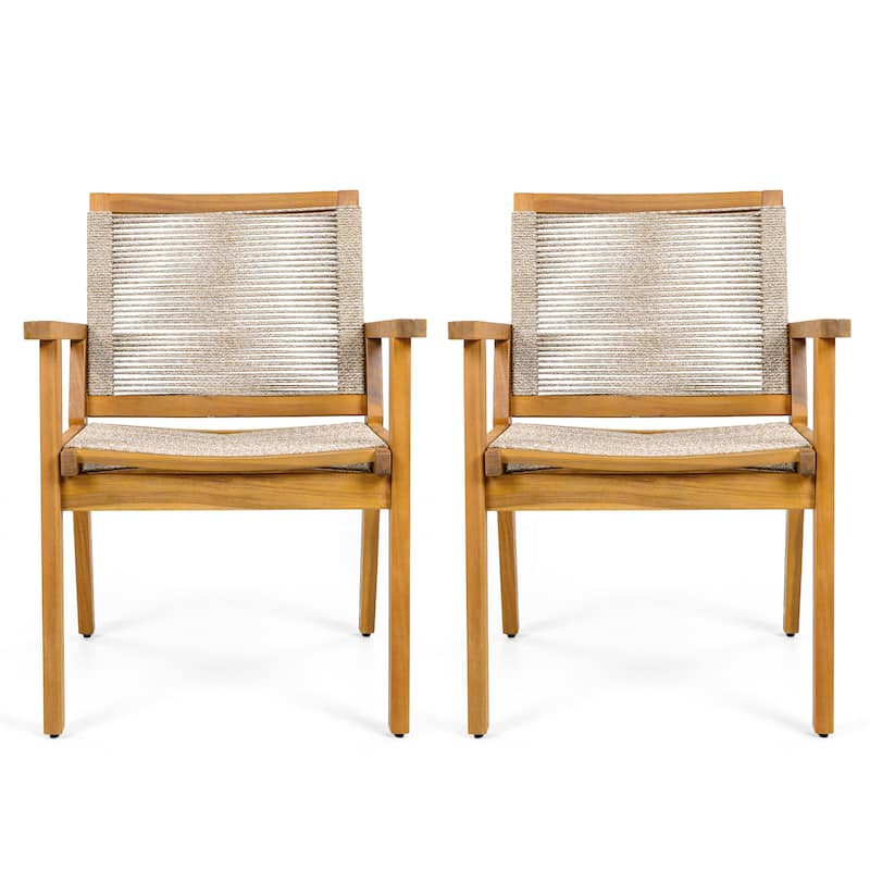 Mcgill Outdoor Acacia Wood Dining Chair with Rope Seating (Set of 2) by Christopher Knight Home - 24.75" W x 26.50" D x 34.75" H