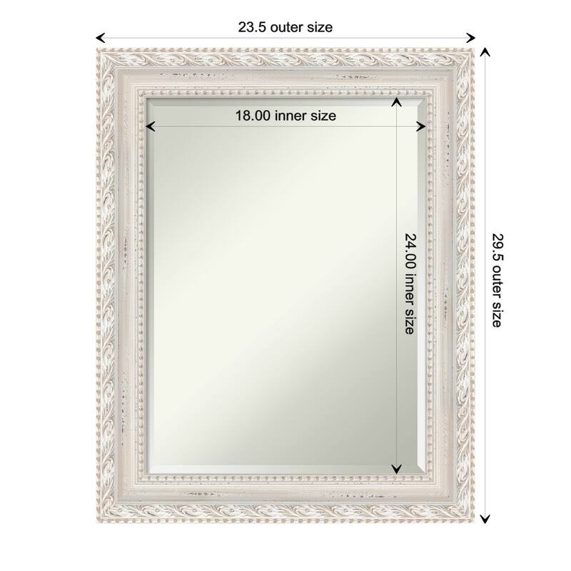 Opera Off White Beveled Wood Framed Wall Mirror - Opera Off White - Glass Size 18x24