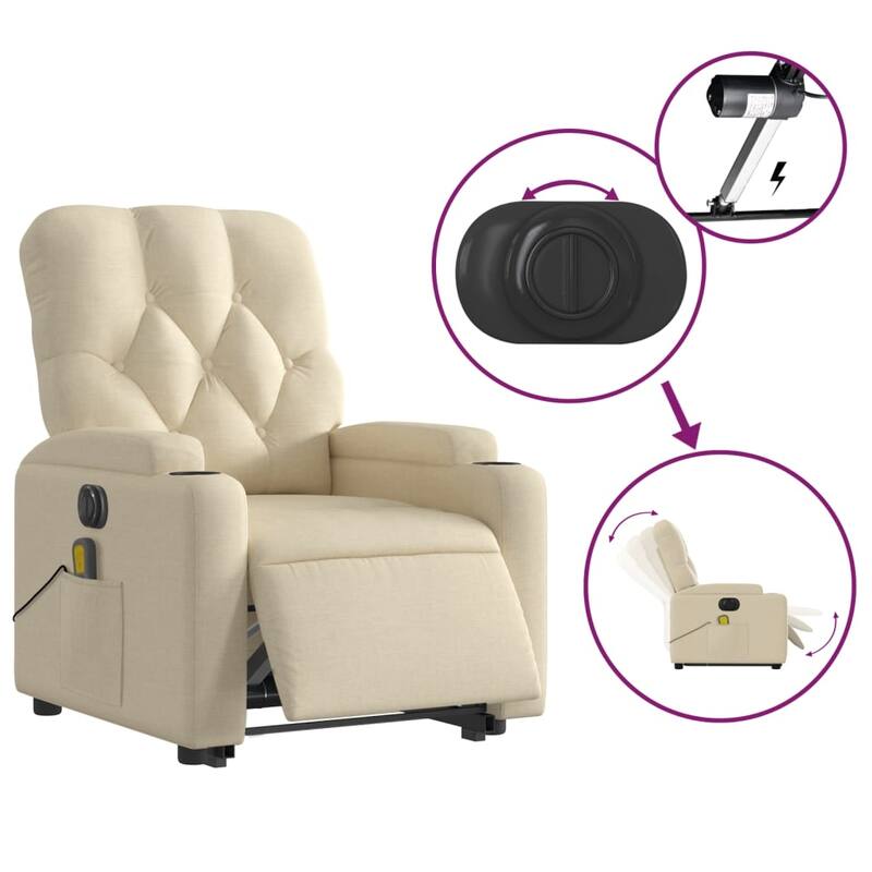 vidaXL Stand up Massage Recliner Chair Power Lift Wingback Armchair Fabric
