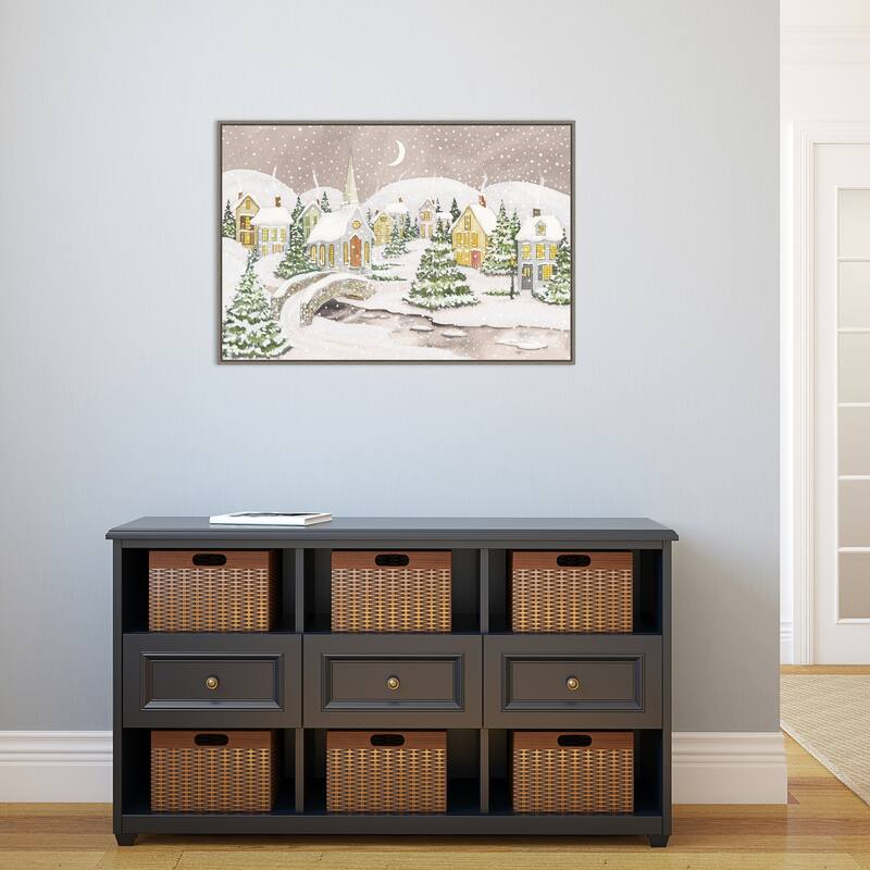 All is Calm All is Bright Light by Kathleen Parr McKenna Canvas Art Framed - 33 x 23 in