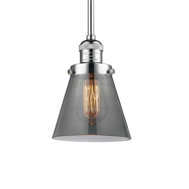 Innovations Lighting Small Cone Single Light 6" Wide Mini Pendant with - Polished Chrome / Smoked