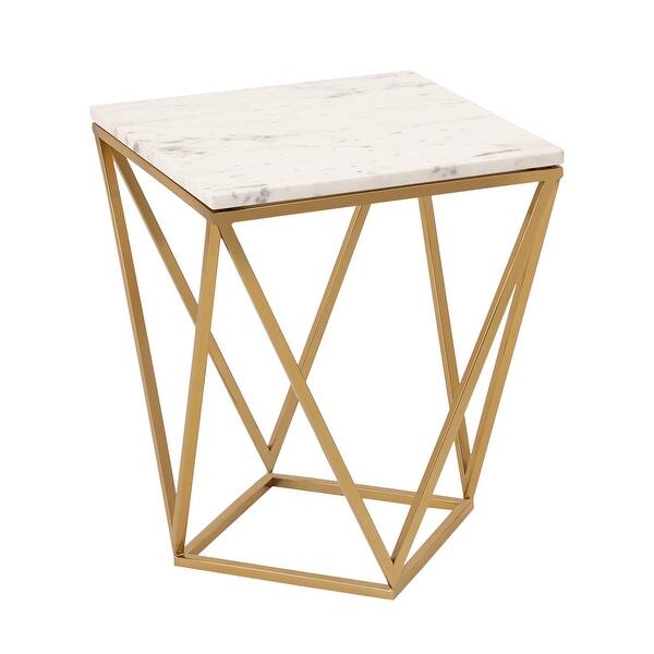 Shop Leopold White Marble Side Table Overstock 12552006