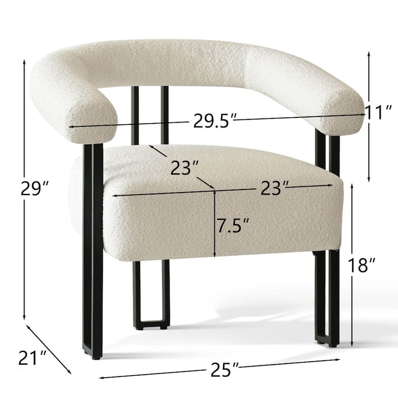 30" Wide Upholstered Boucle Accent Chair