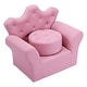 preview thumbnail 1 of 4, Kids Sofa PVC Leather Princess Sofa with Embedded Crystal Pink