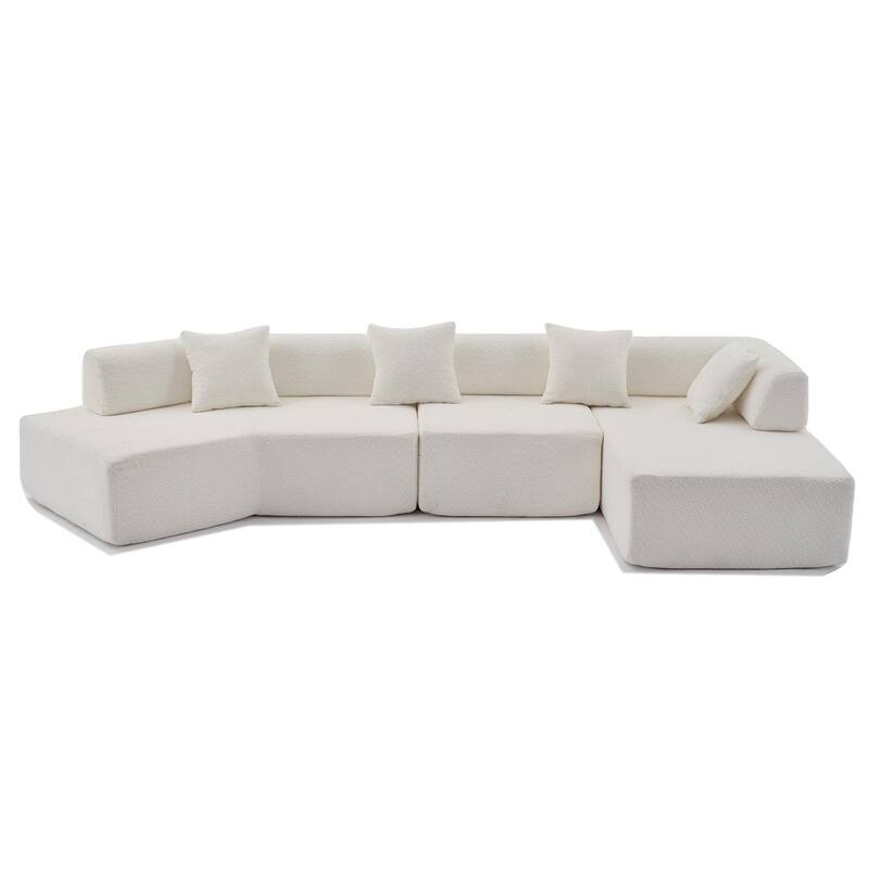 140" L-Shape Cloud Sectional Couch w/ Chaise, Modern Modular Sofa with Deep Seat, Upholstered Couches No Assembly Required