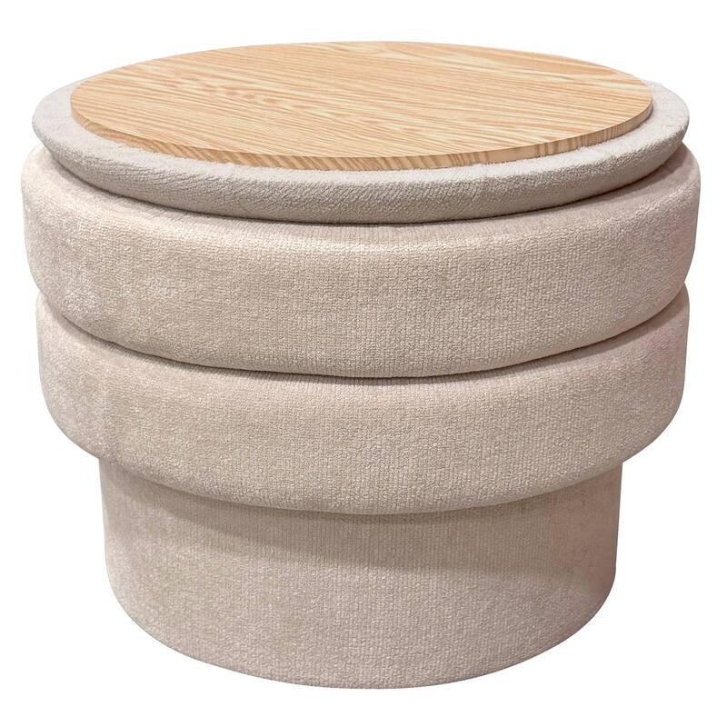 Modern Fabric Round Storage Ottoman