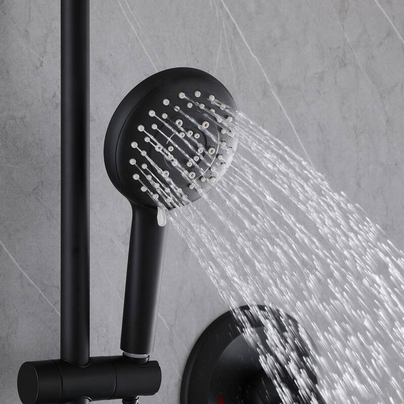 Modland 5-Spray Shower System - 10" Rainfall, Pressure Balance Valve, Matte Black/Gold/Nickel