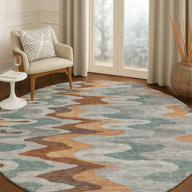 Machine Washable Indoor/ Outdoor Modern Mason Chantille Rug