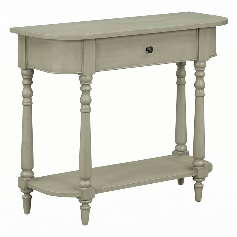 Narrow Console Table with Curved Corner (Gray)
