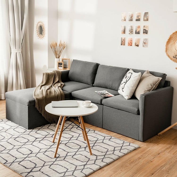 Convertible L-Shaped Sectional Sofa Couch with Reversible Chaise - 75.5" x 58.5" x 31.5" (W x D x H)
