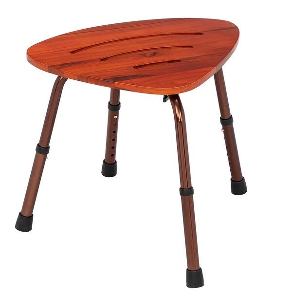 Shop 6 Hole Adjustable Wooden Bath Chair Stool Natural Wood Color Overstock 32221666