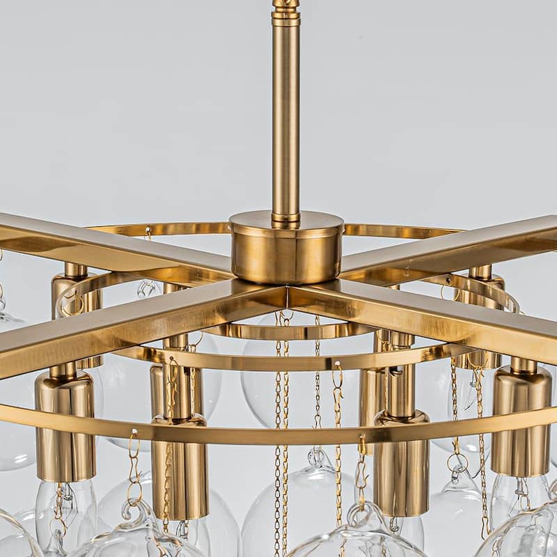 Starsky 8 - Light 23in. Modern Glam Cluster Glass Bubble Chandelier with 28 Clear Glass Globe Bubble